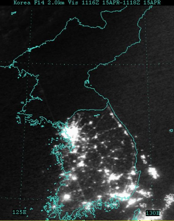 Фото корея ночью из космоса