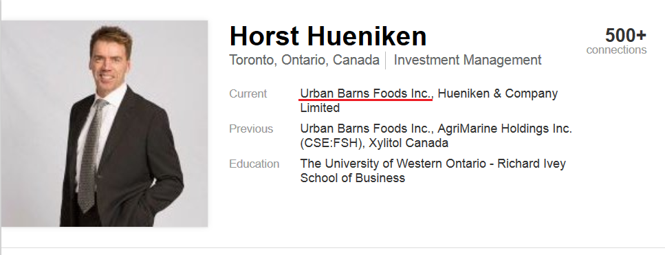 Urban Barns Foods Inc Urbf Horst Hueniken On The Medical