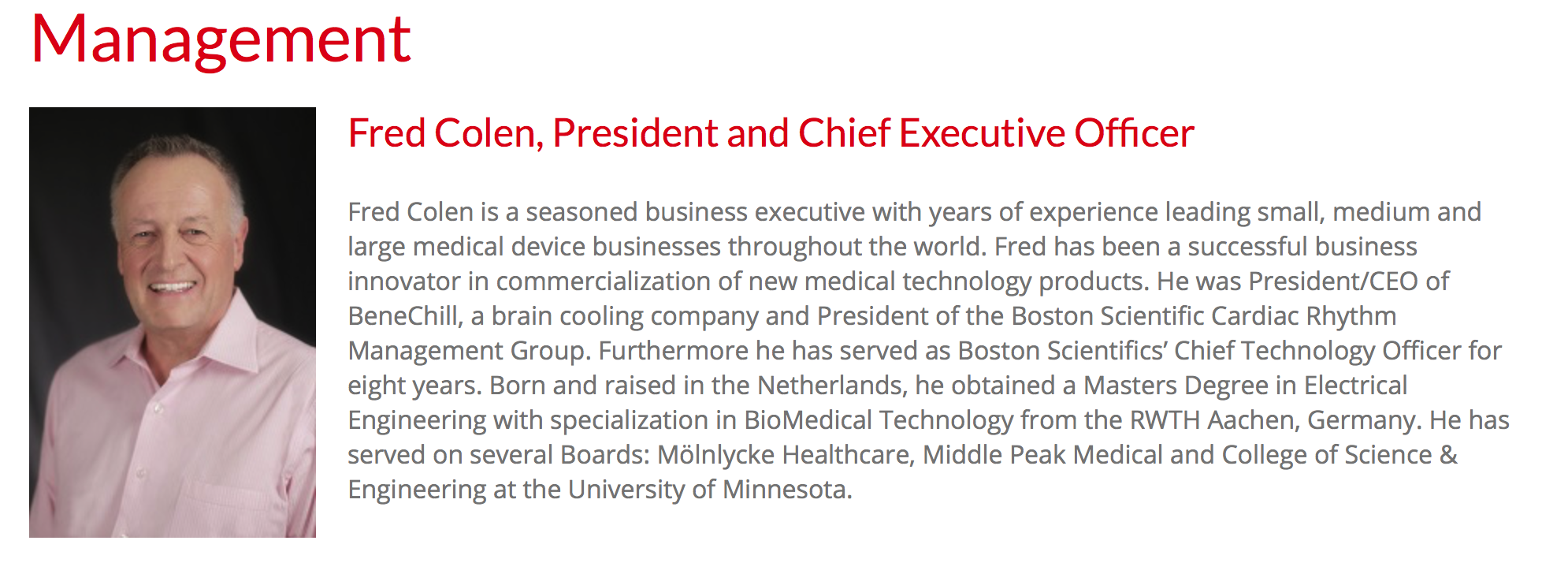 Fred Colen - President and CEO