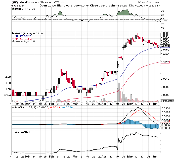 Good Vibrations Shoes Inc (GVSI) GVSI Chart says buy and hold